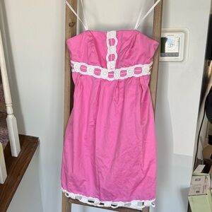 Lilly Pulitzer Pink Dress with White Crochet Detail